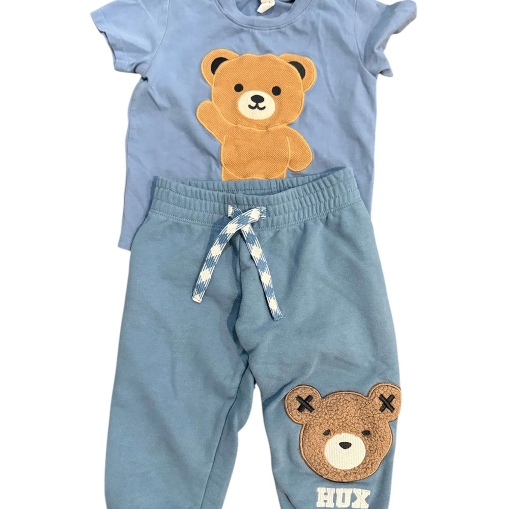 Huxbaby Blue Bear Graphic T-Shirt and Joggers Set